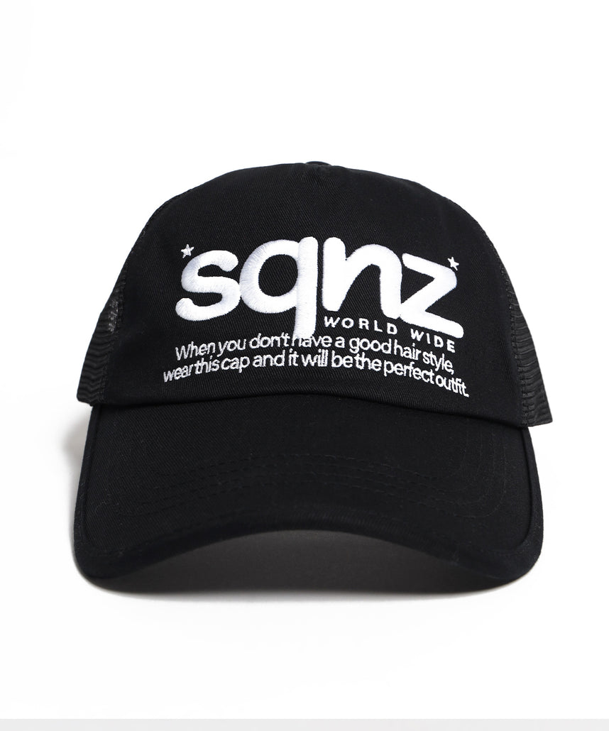 ※WEB限定 / 刺繍 / メッシュキャップ / sqnz mesh logo cap ブラック