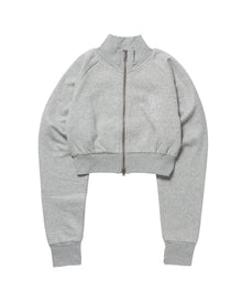 sqnz glitter zip top / グリッター ダブルジップ ジップスウェット 裏起毛 ラインストーン 【セットアップ着用可能】 グレー