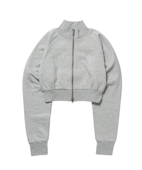 sqnz glitter zip top / グリッター ダブルジップ ジップスウェット 裏起毛 ラインストーン 【セットアップ着用可能】 グレー