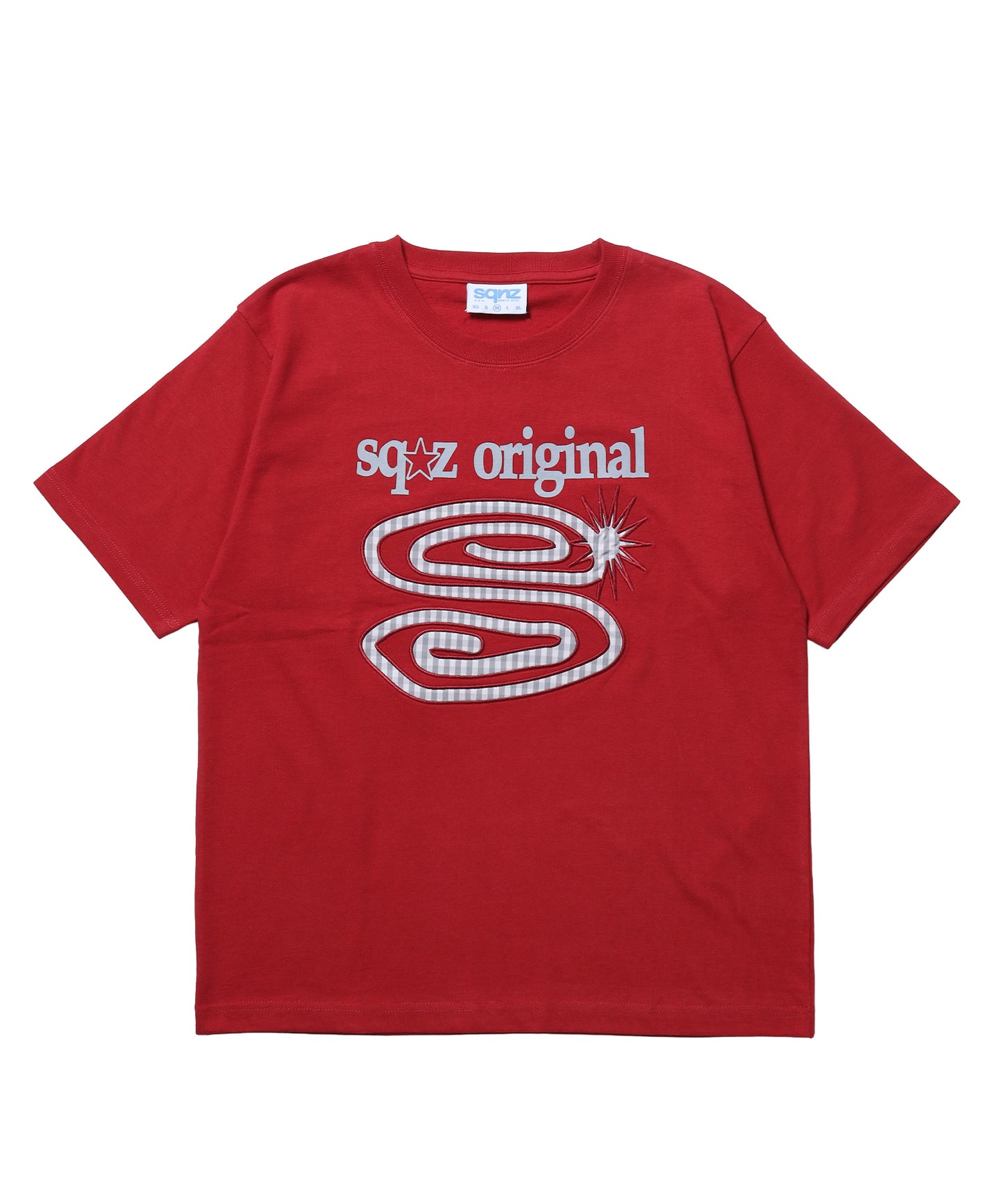 ※WEB限定 / ぐるぐるワッペン半袖Tシャツ / sqnz guru-guru patchwork tee レッド