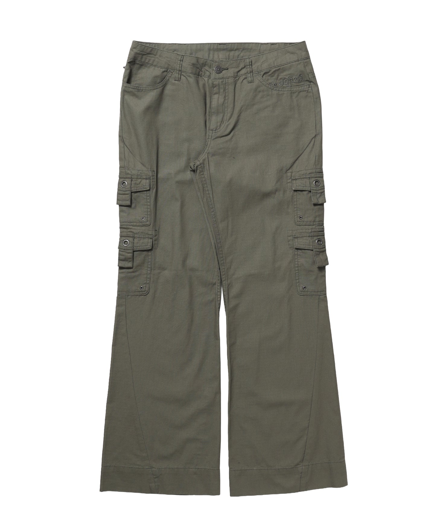 ※WEB限定 / レディースフレアカーゴパンツ / sqnz eyelet low-rise pants カーキ