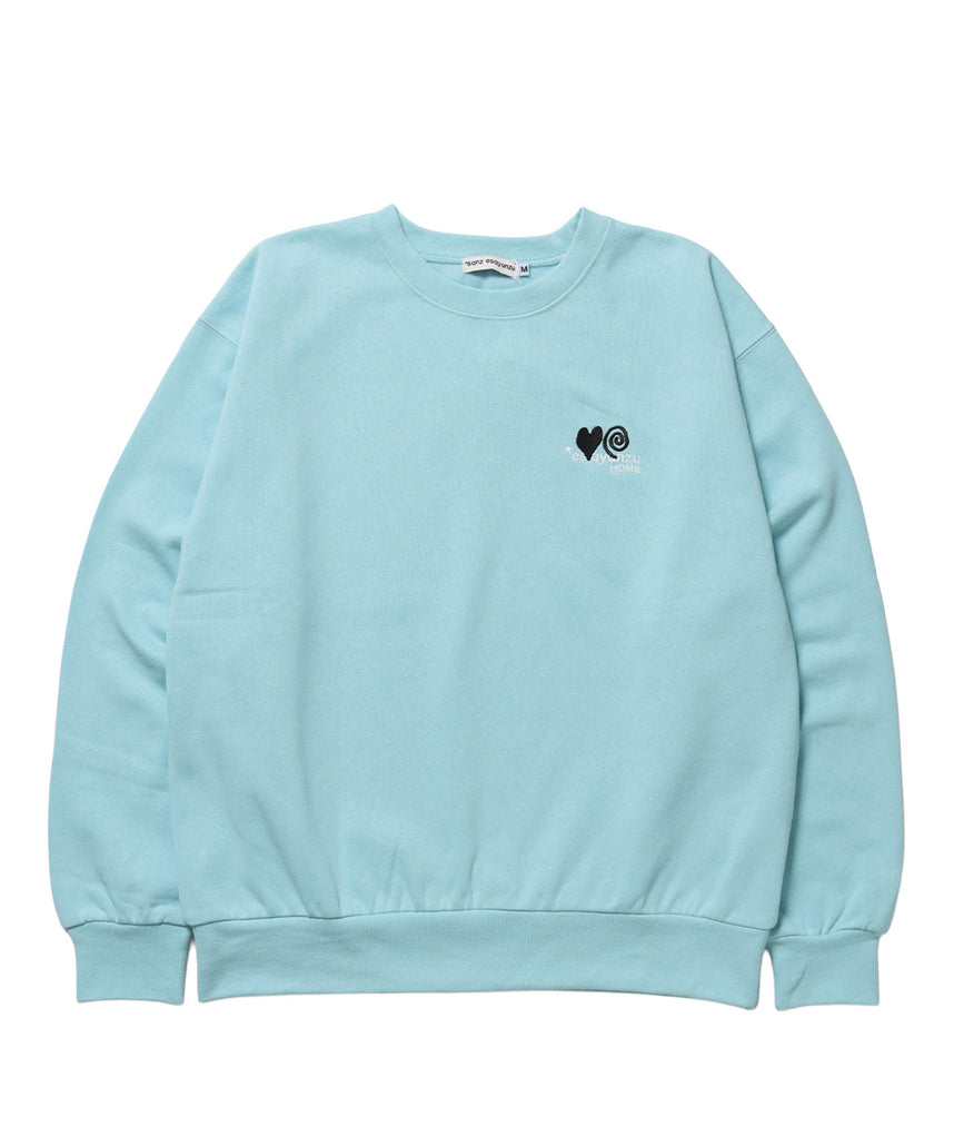 ※WEB限定  サークルハート刺繍裏起毛スウェット / sqnzU basic logo c/n ターコイズブルー