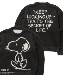TP SNOOPY CHUNKY KNIT / スヌーピー メッセージプリント チャンキーニット チャコール