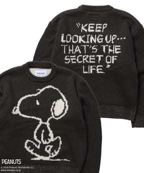TP SNOOPY CHUNKY KNIT / スヌーピー メッセージプリント チャンキーニット チャコール