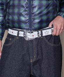 SEQUENZ RHINE STONE BELT MEN / ベルト スタッズ ストーン リアルツリー レオパード メンズ 雑貨 ホワイト