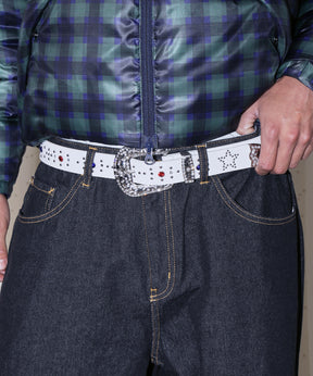 SEQUENZ RHINE STONE BELT MEN / ベルト スタッズ ストーン リアルツリー レオパード メンズ 雑貨 ホワイト