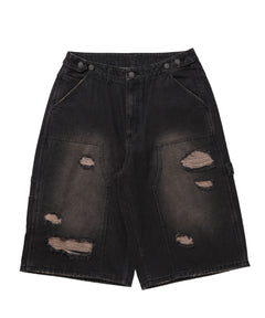 WEB限定 / ダメージデニムショートパンツ / sqnzU double knee denim