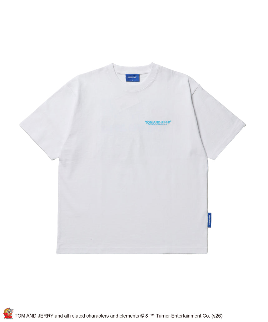 TJ BLUR LOGO TEE / トムとジェリー 半袖 クルーネック プリント ワンポイント ユニセックス オーバーサイズ ビッグシルエット レイヤード ホワイト