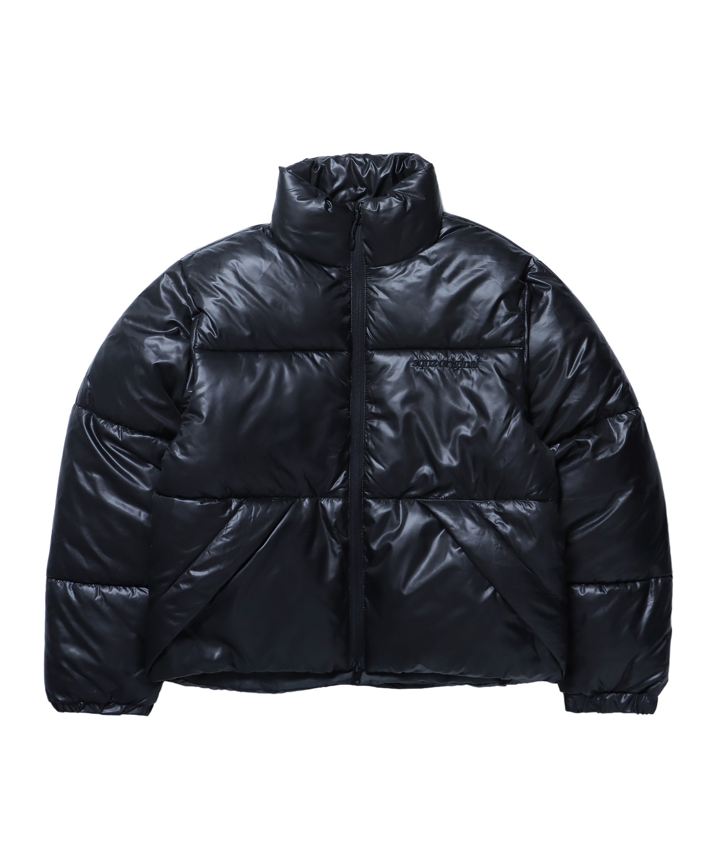 sqnz puffa short padding / ユニセックス パファ ダウン ジャケット 中綿 短丈 ドローコード ブラック