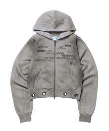 sqnz eyelet fit zip pk / レディース ジップパーカー フーディ ハトメ スタッズ ダフルジップ 裏起毛≪SET UP着用可能≫ ライトグレー