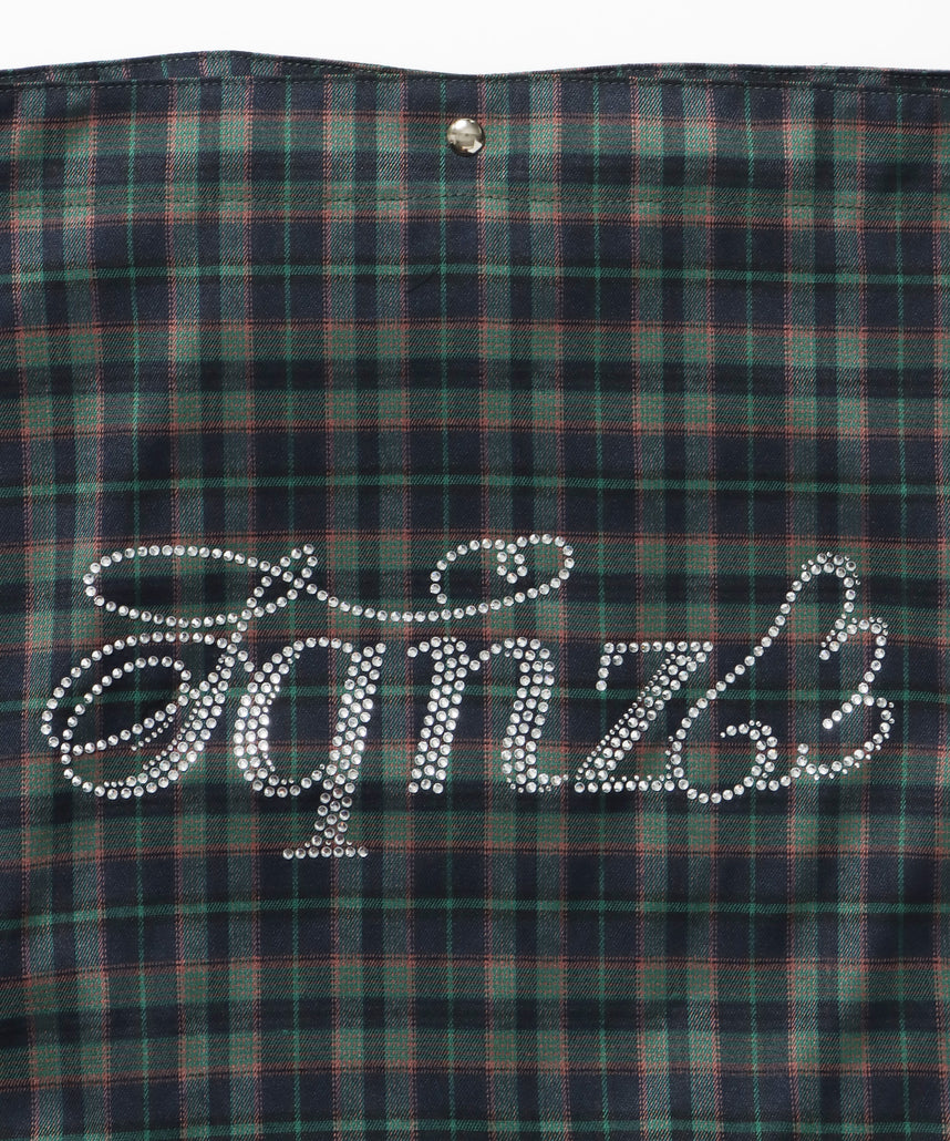 ≪予約商品≫sqnz favorite kira-kira totebag / ラインストーン バック チェック柄 2way ユニセックス グリーン