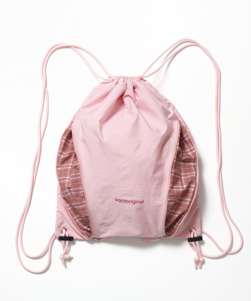 ≪予約商品≫※WEB限定 / 2WAY仕様 /チェックジップナップサック /sqnz zip knapsack ライトピンク