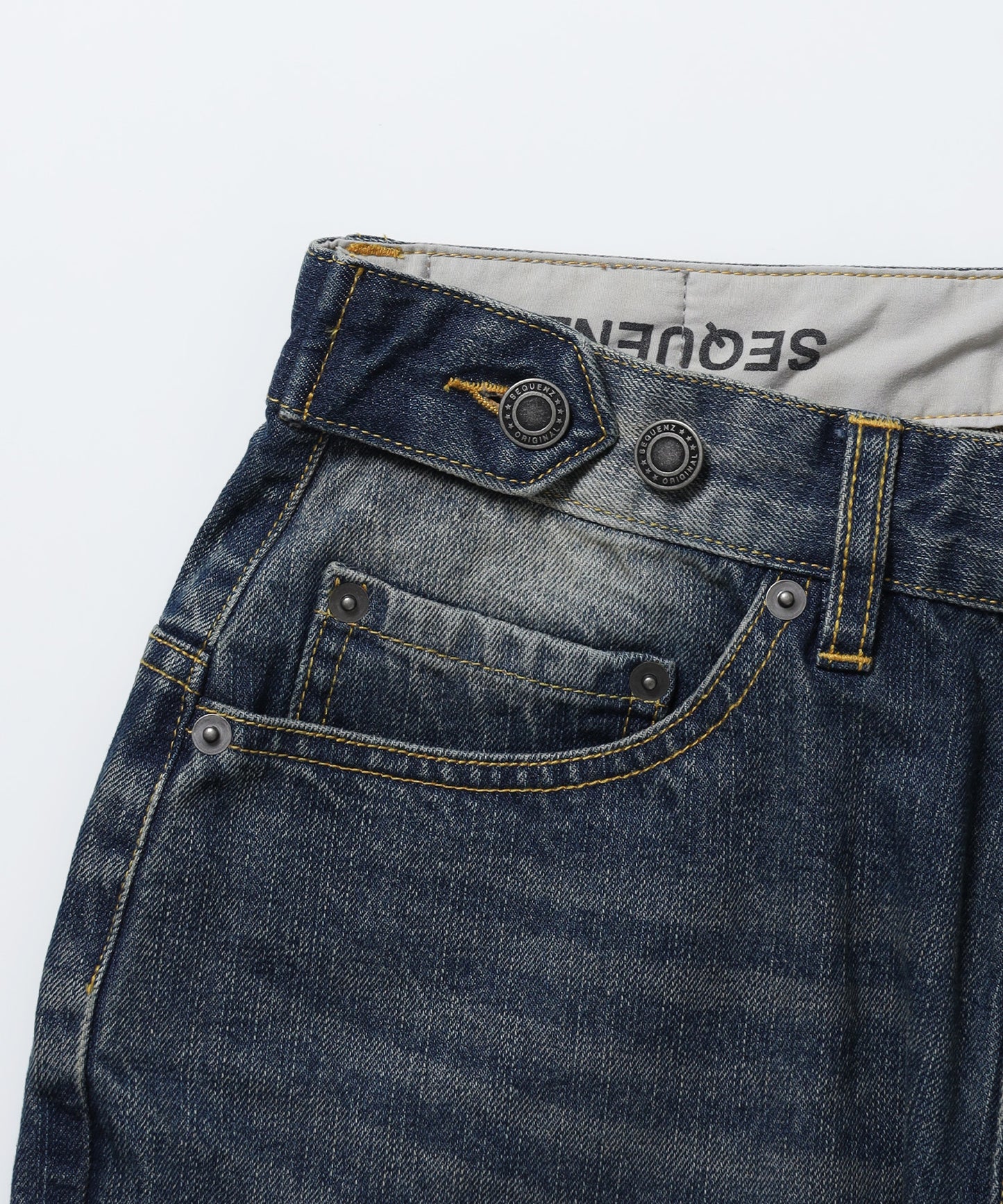 ※WEB限定 /  ワイドデニムパンツ / sqnz seam design applique denim ネイビー
