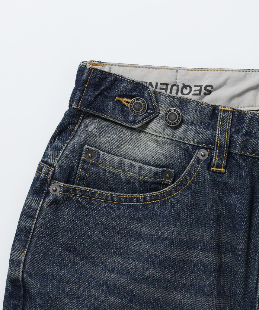※WEB限定 /  ワイドデニムパンツ / sqnz seam design applique denim ネイビー