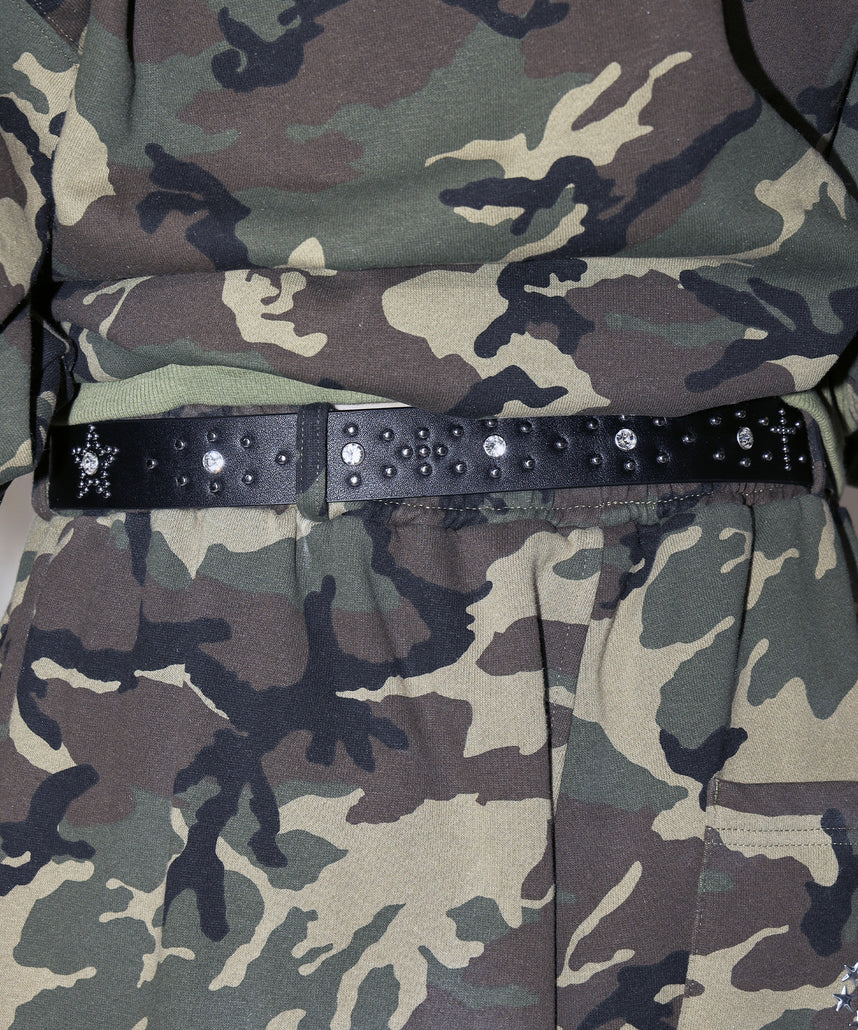 SEQUENZ RHINE STONE BELT LADIES / ベルト スタッズ ストーン リアルツリー レオパード レディース 雑貨 ブラック