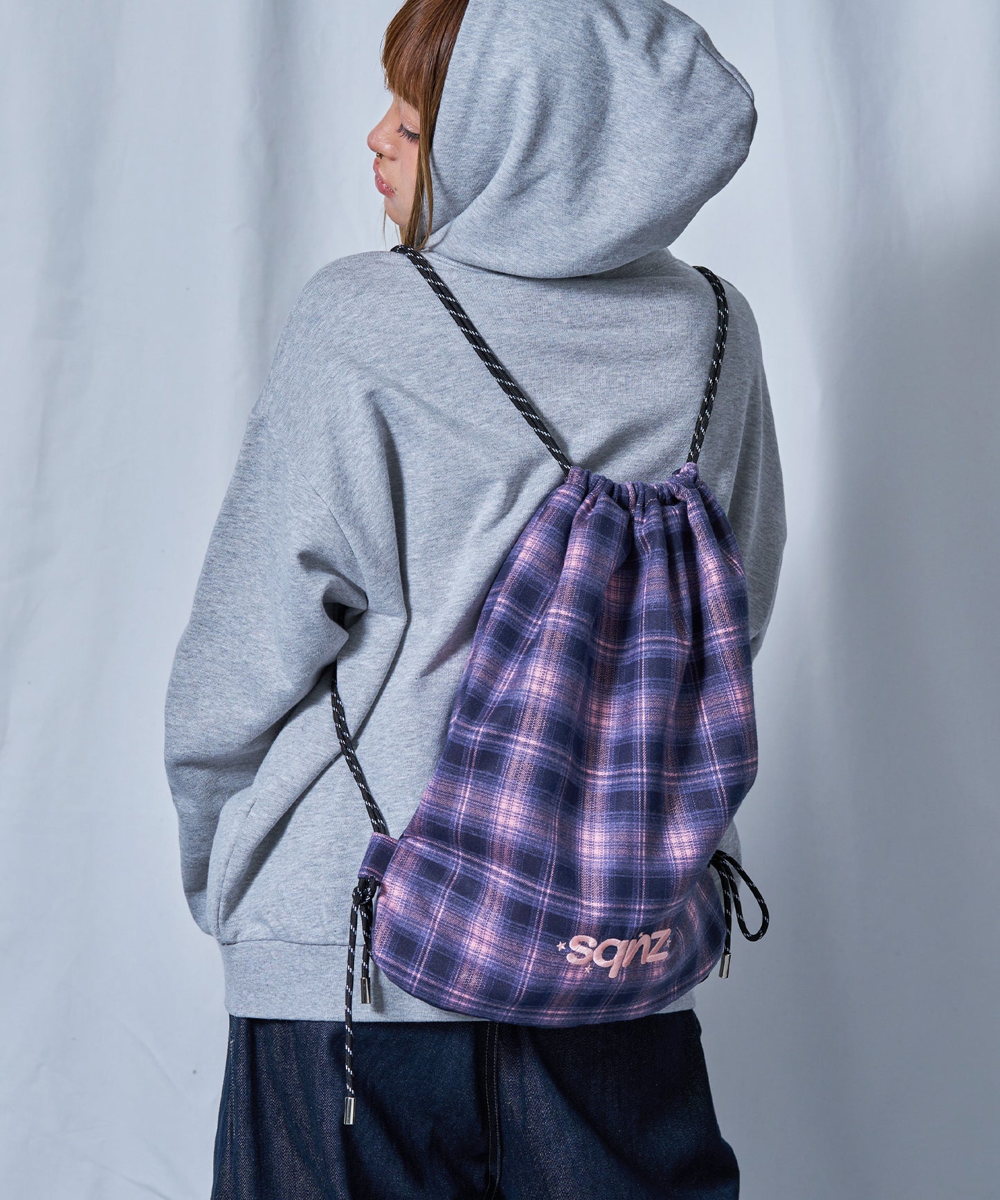 ≪予約商品≫sqnz dairy 2way knapsack / ナップサック トートバック 2WAY  チェック ピンク