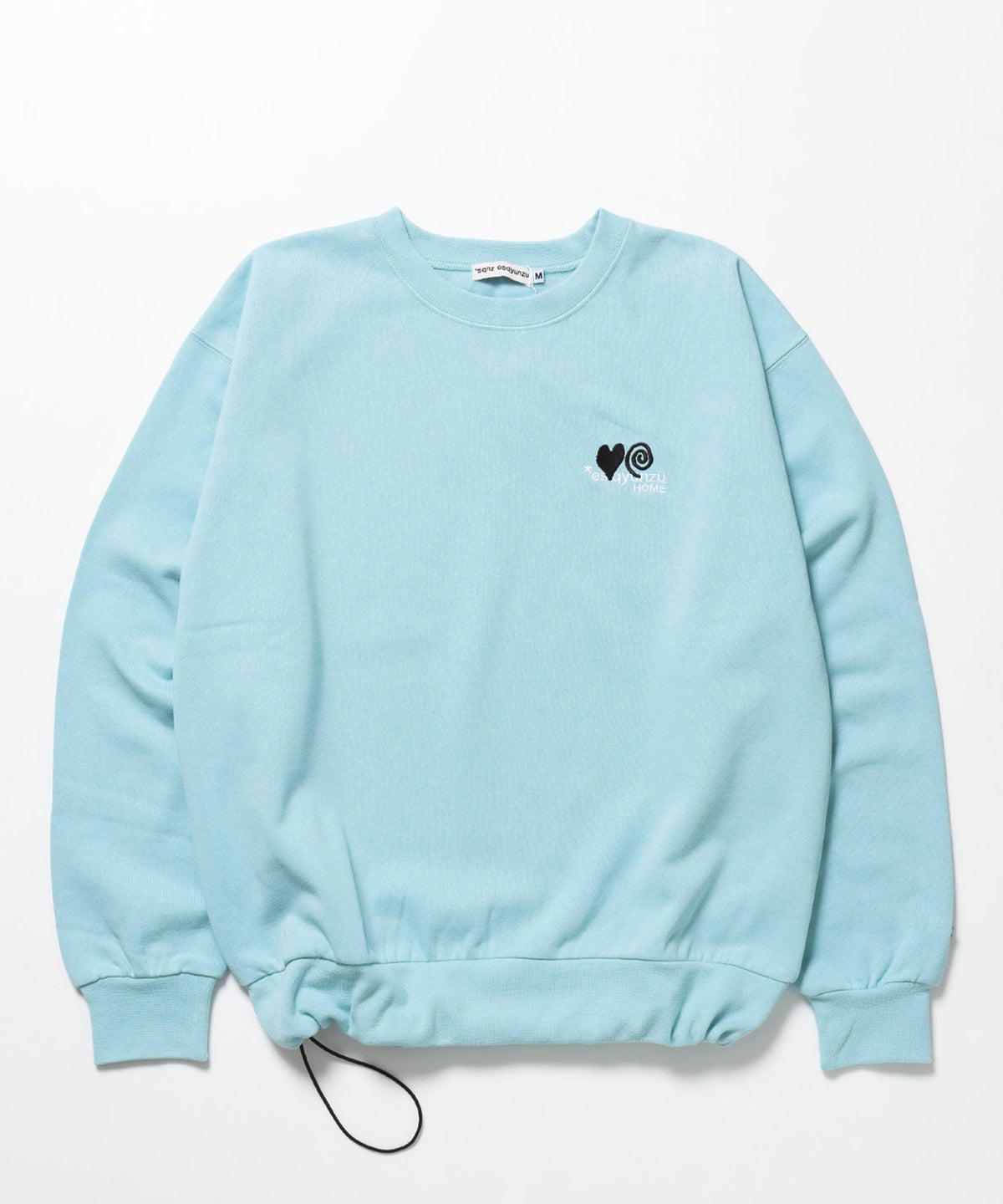 ※WEB限定  サークルハート刺繍裏起毛スウェット / sqnzU basic logo c/n ターコイズブルー