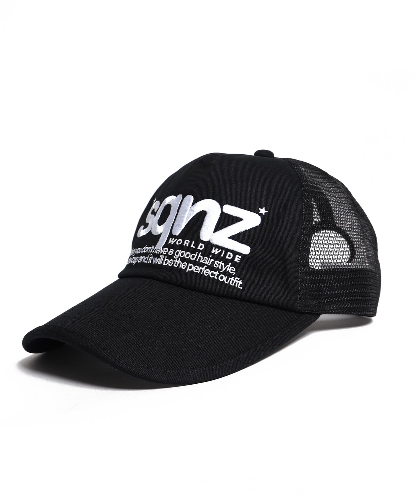 ※WEB限定 / 刺繍 / メッシュキャップ / sqnz mesh logo cap ブラック