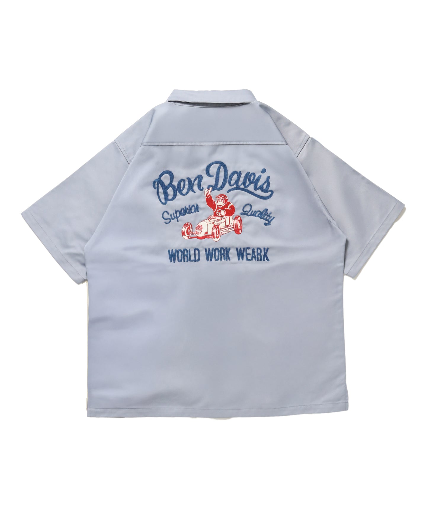 RACER S/S WORK SHIRT / 半袖 シャツ ワーク レギュラーカラー ボックスシルエット ライトグレー