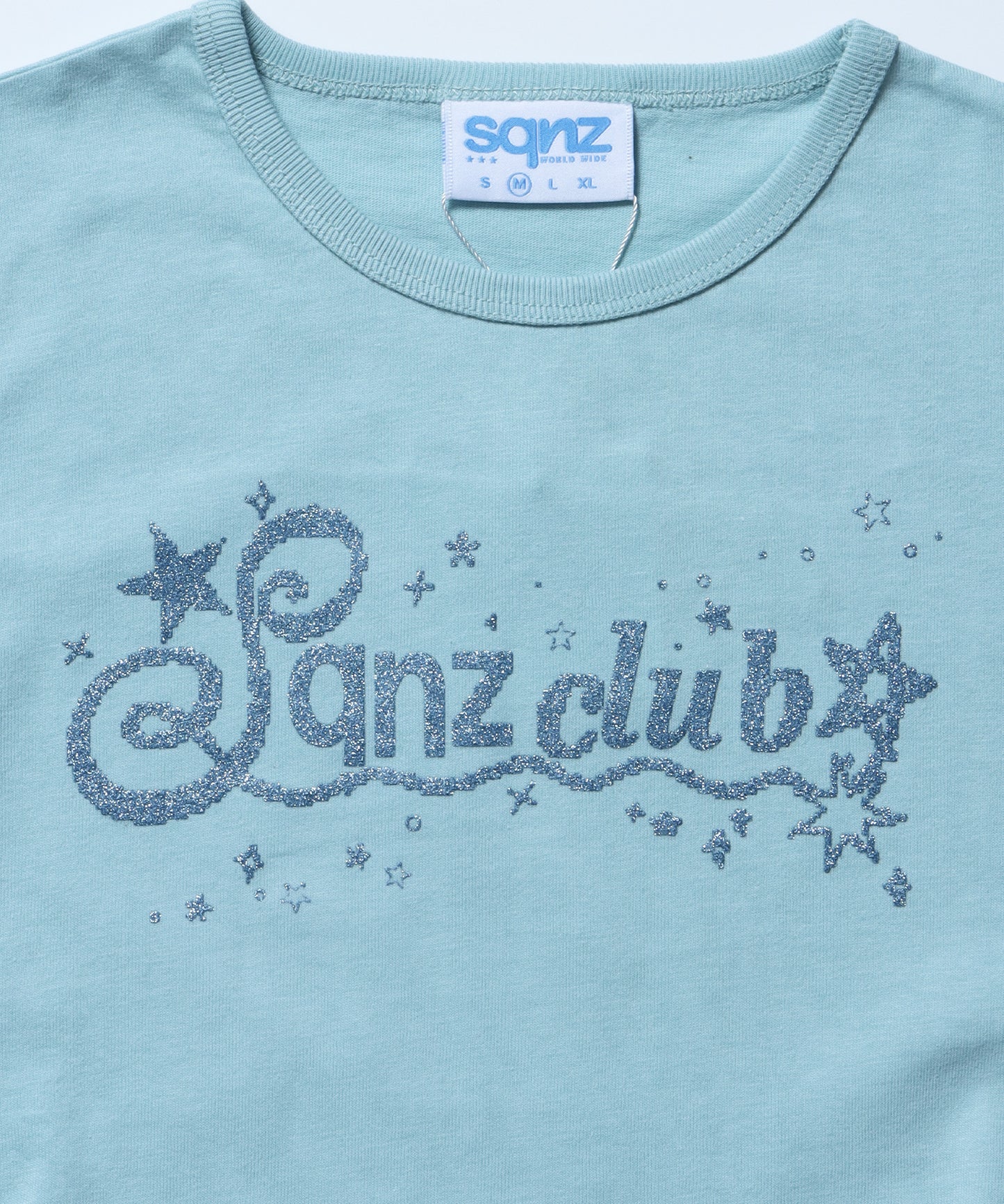 ※WEB限定 / レディースラメプリントTシャツ / sqnz side shearing glitter tee グリーン