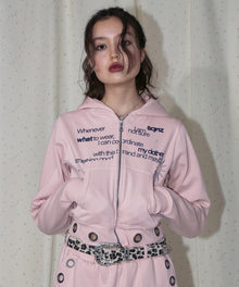 sqnz eyelet fit zip pk / レディース ジップパーカー フーディ ハトメ スタッズ ダフルジップ 裏起毛≪SET UP着用可能≫ ピンク