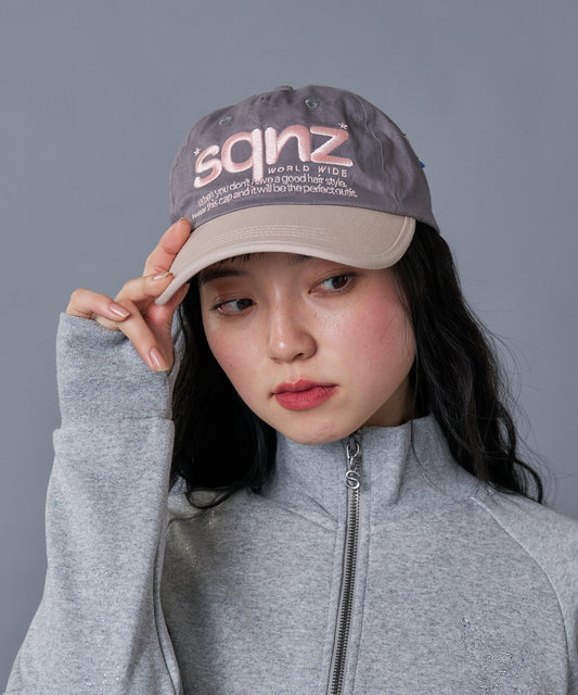 ※WEB限定 / ロゴ刺繍キャップ / sqnz logo cap ライトピンク