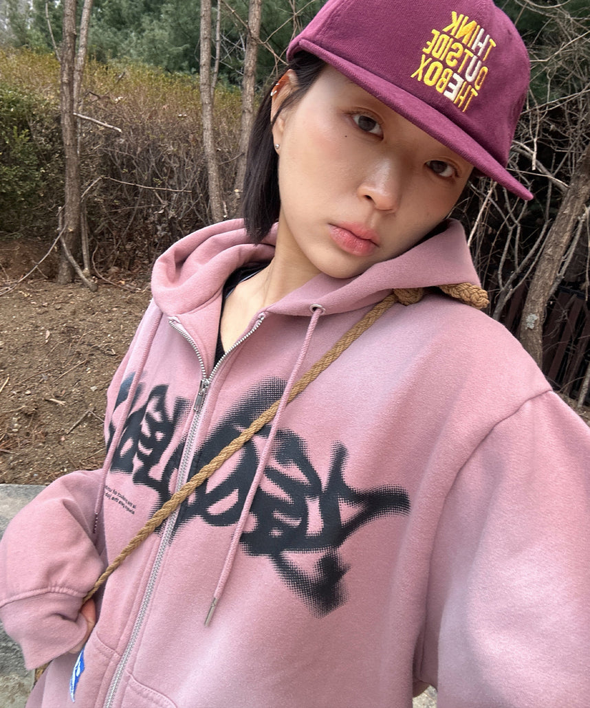 ロゴプリントジップパーカー / FADE ZIP P/K ピンク ≪SET UP着用可能