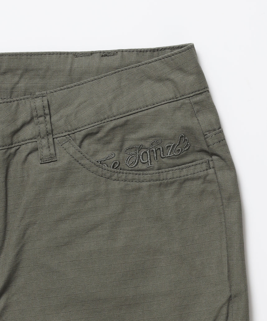 ※WEB限定 / レディースフレアカーゴパンツ / sqnz eyelet low-rise pants カーキ