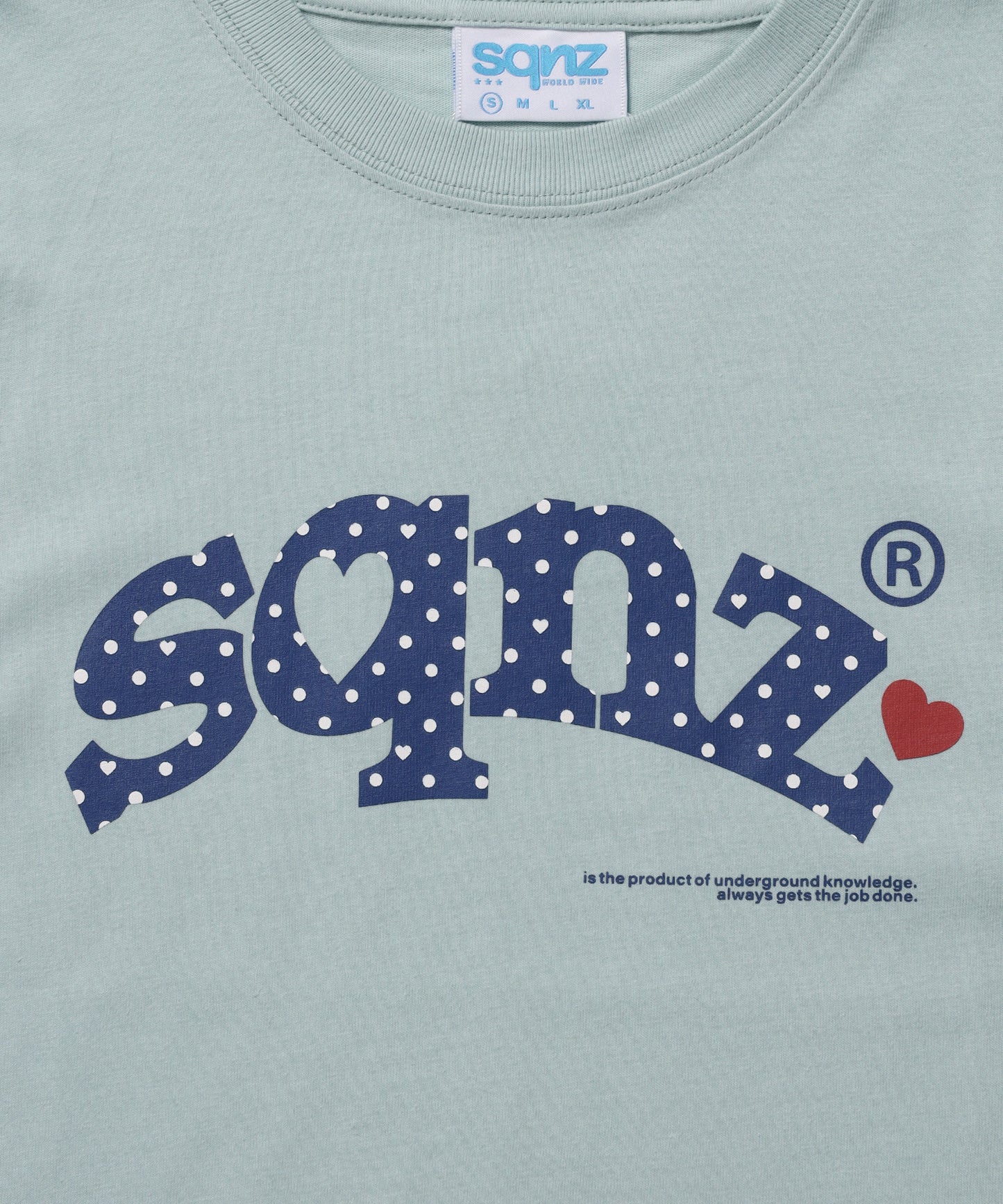 ※WEB限定 / ドットロゴ半袖Tシャツ / sqnz heart dot logo pt tee ライトブルー