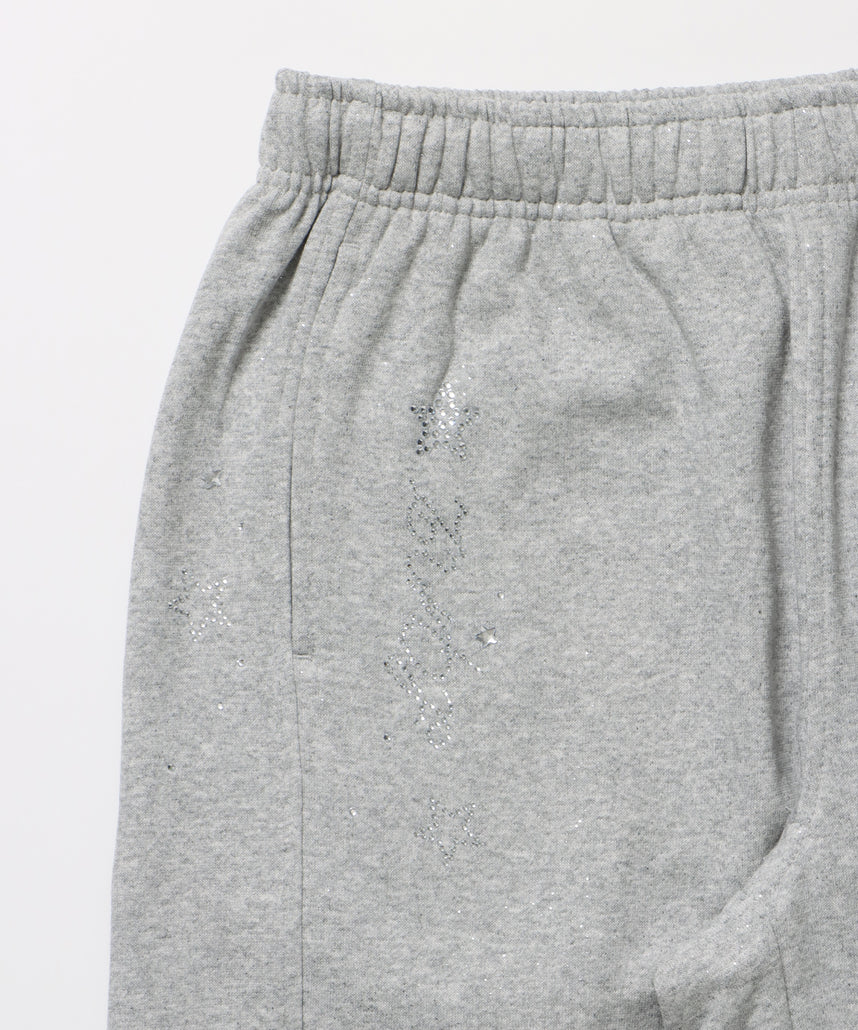 sqnz glitter sweat pants / グリッター スウェットパンツ ラインストーン ドローストリング ポケット 裏起毛 【セットアップ着用可能】 M.グレー