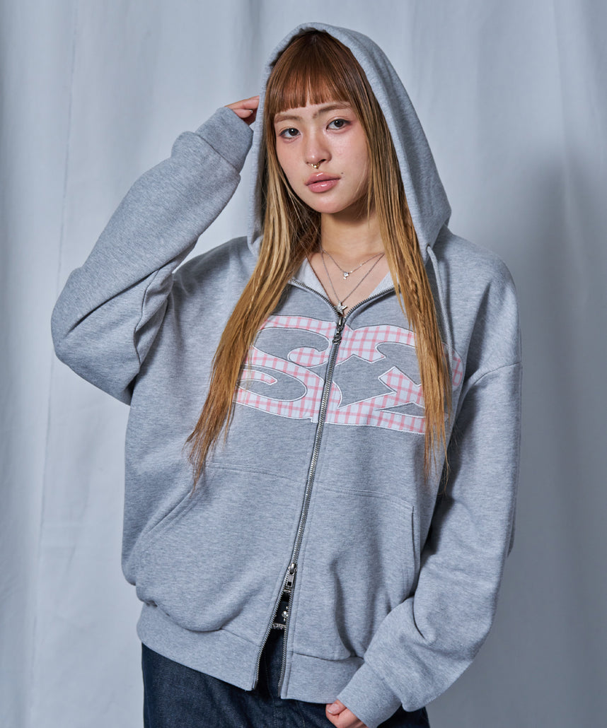 union333 パーカー s sqnz（エスキュンズ）】sqnz logo applique zip p/k / 裏毛 ダブル
