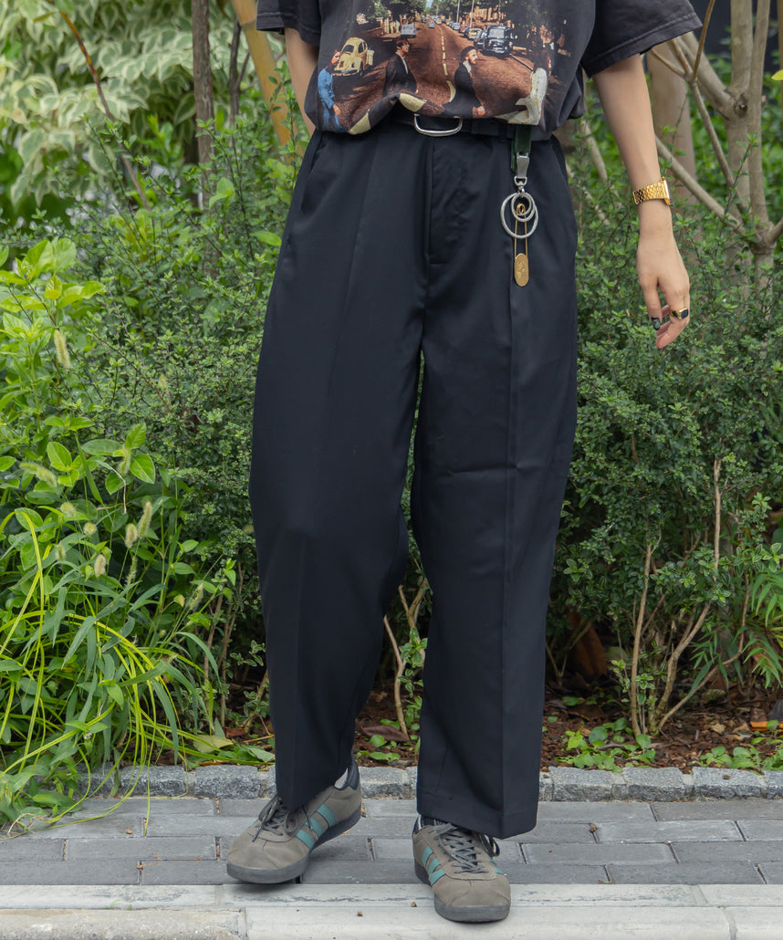 TR SIDE GATHER ANKLE PANTS / TR サイドギャザー アンクルスラックス チャコール