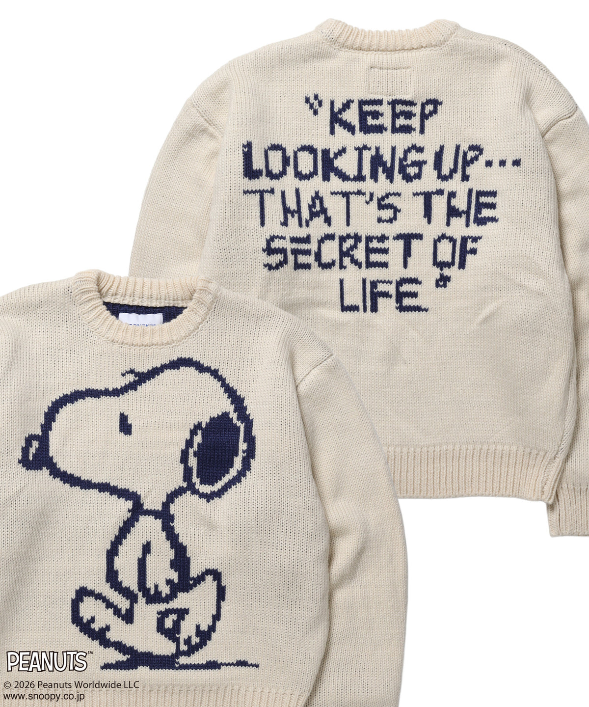 TP SNOOPY CHUNKY KNIT / スヌーピー メッセージプリント チャンキーニット オフホワイト