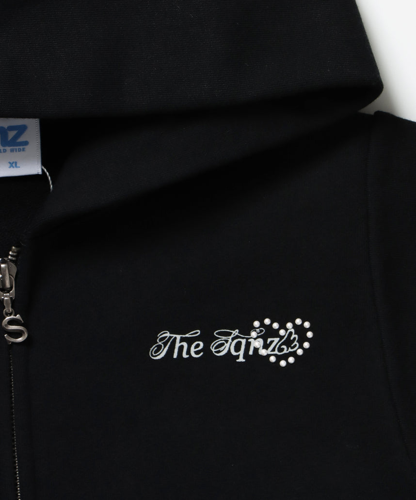 ※WEB限定 /  半袖ジップパーカー / sqnz pearl short sleeve zip p/k ブラック