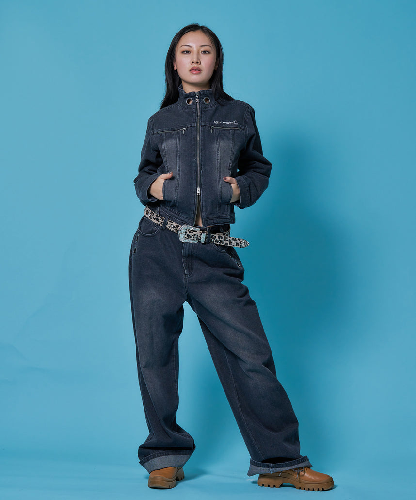 WEB限定 / ロールアップスタッズデニム / sqnz star roll-up denim