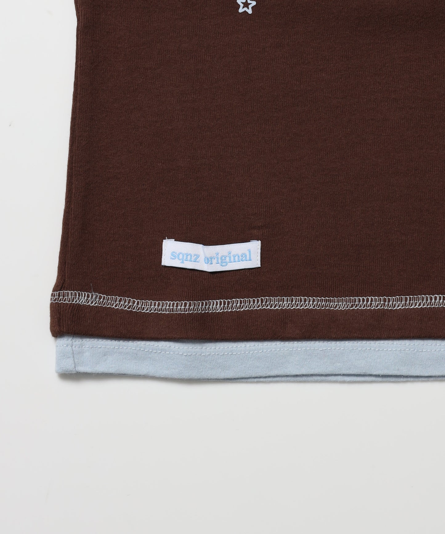 ※WEB限定 / フェイクレイヤード / バイカラーヘンリーネック半袖T /sqnz fake layered henley star tee ブラウン