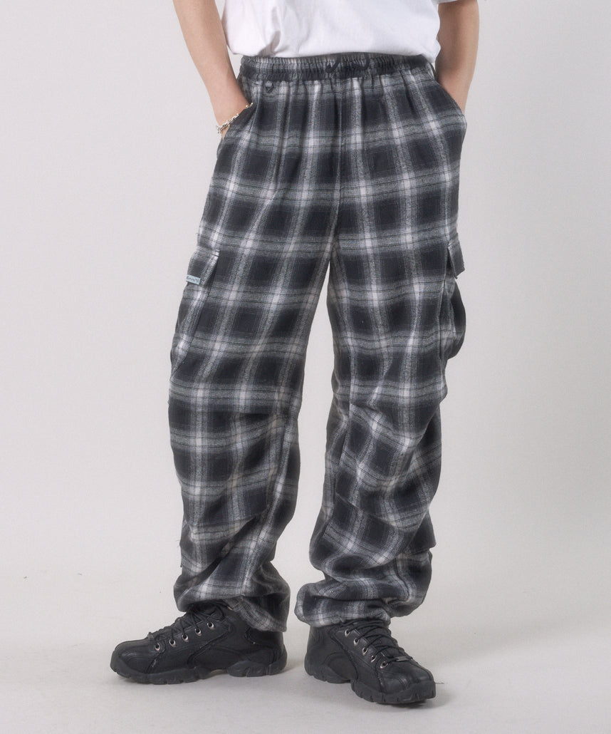 SEQUENZシークエンズ】 OMBLE UTILITY CARGO PANTS / オンブレチェック