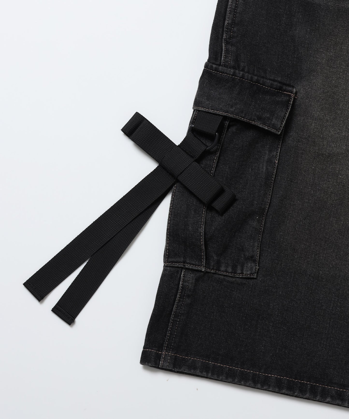 ※WEB限定 / レディースリボンデニムショートパンツ / sqnz ribbon denim shorts ブラック