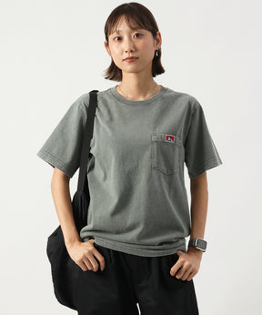 VNTG POCKET TEE / Tシャツ 半袖 クルーネック 加工 ワンポイント ユニセックス ポケット グリーン