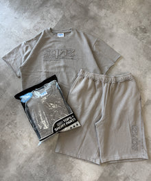 sqnz applique pack set up / Tシャツ ワッペン クルーネック オーバーサイズ ワンポイント ライトグレー