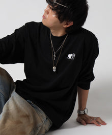 ※WEB限定 / サークルハート刺繍ロンT/sqnzU basic logo l/s tee ブラック