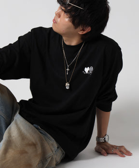 ※WEB限定 / サークルハート刺繍ロンT/sqnzU basic logo l/s tee ブラック