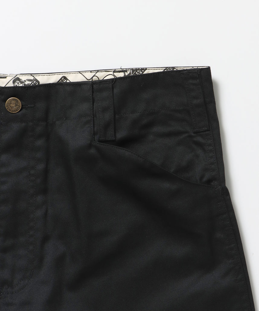 BA01 LITE WORK PANTS / パンツ ボトムス カーブ ワイド ワンポイント ツイル ブラック