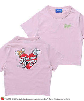 TJ HEART BABE TEE / レディース トムとジェリー Tシャツ 半袖 クルーネック プリント ラインストーン ピチT ちびT ライトピンク