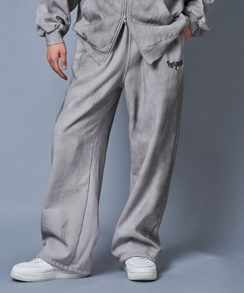 フェード加工スウェットパンツ / LOGO APPLIQUE SWEAT PANTS ライトグレー