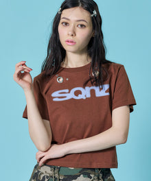 ※WEB限定 / ぼかしロゴ半袖ピチT / sqnz eyelet babe tee ブラウン