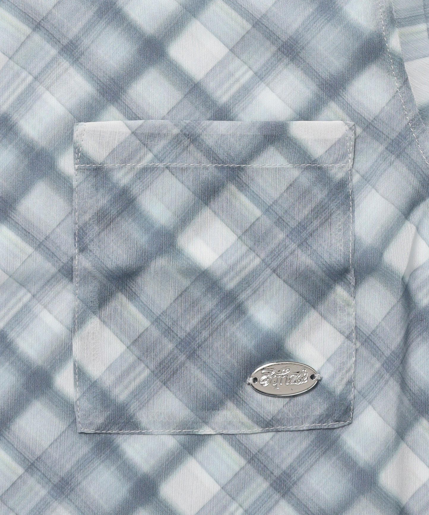 ※WEB限定 / レディースチェック半袖シャツ / sqnz sheer check shirts ブルーグレー