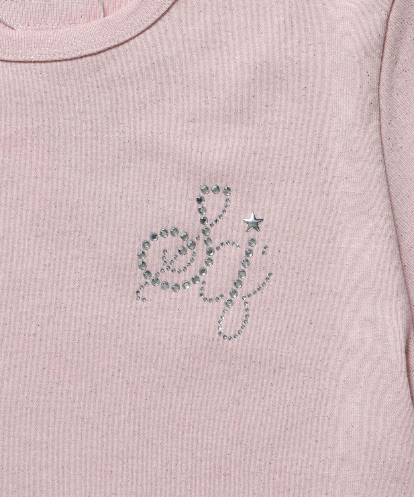 ≪予約商品≫sqnz glitter compact tee / 半袖 プリント Tシャツ ワンポイント ラインストーン レディース ピチT ちびT 【セットアップ着用可能】 ライトピンク