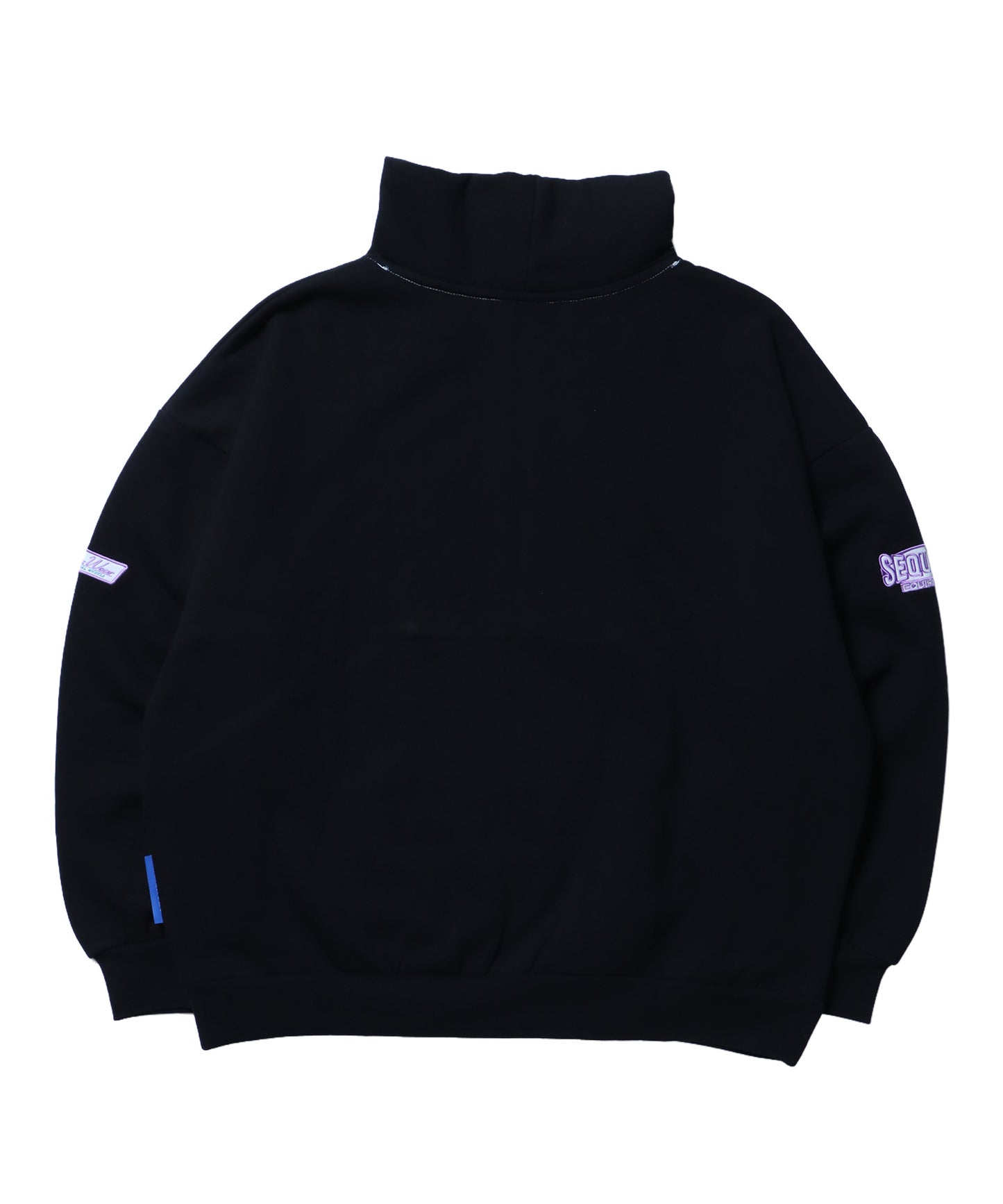 90s 1/2 ZIP SWEAT / 裏起毛 オーバーサイズ プルオーバー スウェット ルーズシルエット ハーフジップ 刺繍 ポケット ジップアップ セットアップ ブラック ≪SET UP着用可能≫