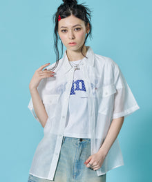 ※WEB限定 / ウエスタン半袖シャツ／sqnz western sheer shirts ホワイト